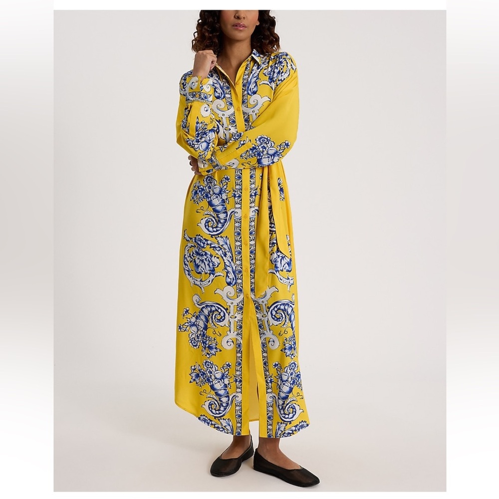 Express printed portofino maxi shirt dress